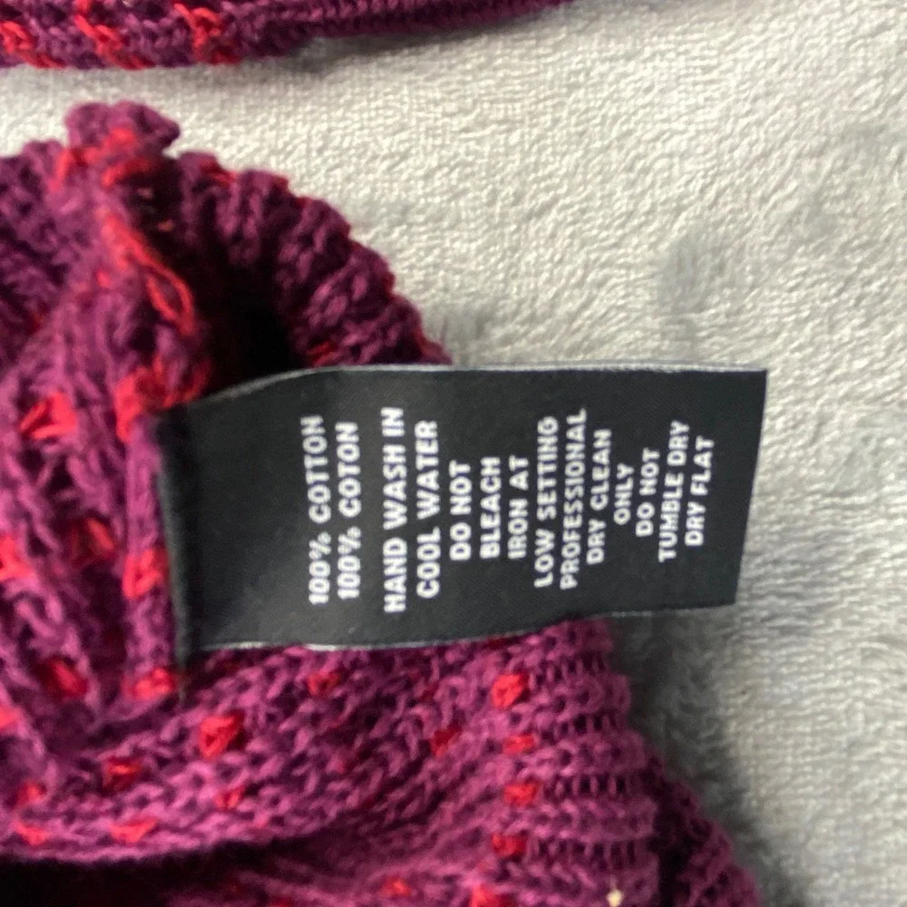 Saks Fifth Avenue Mens XXL Red Burgundy Ombre Waffle Knit Cotton Sweater Italy